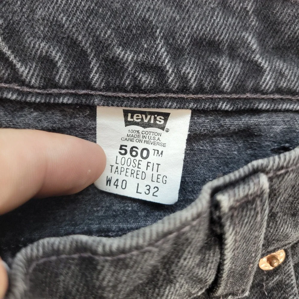 Levi's 560 Jeans Mens 40x32 Black Loose Fit Tapered Leg Vintage Made in USA 90s